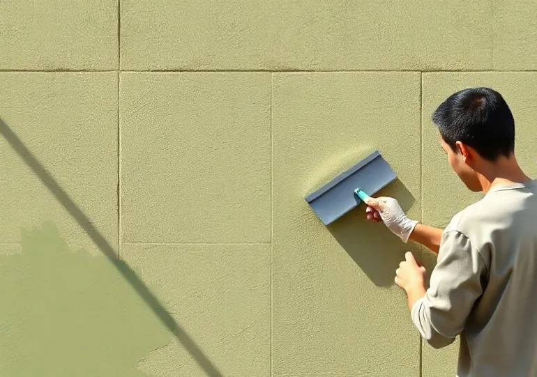 Application d'un enduit décoratif à la lisseuse sur un mur