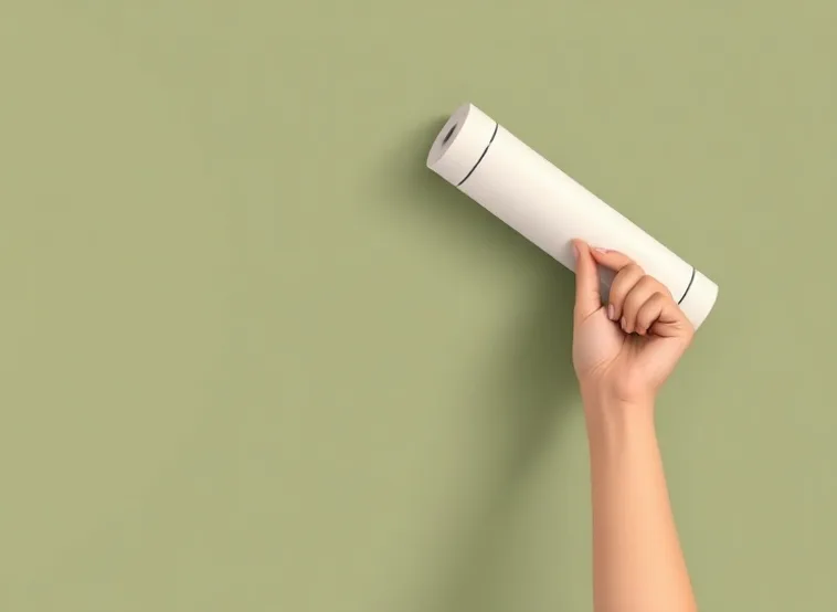 Pose de papier peint, rouleau et brosse à maroufler